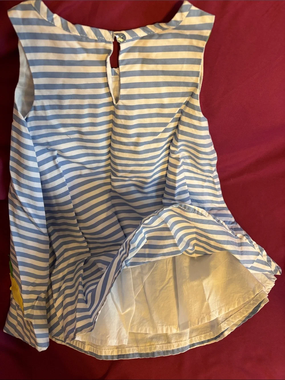 Lemon Appliqué Blue & White Striped Girls' Dress - 4T